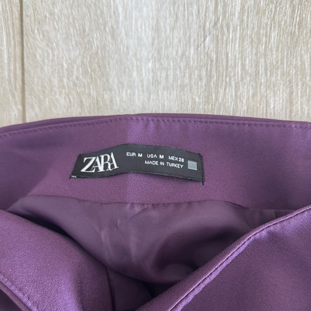 Zara Purple Skort Tie Belt Flare Mini Skirt - Picture 5 of 5
